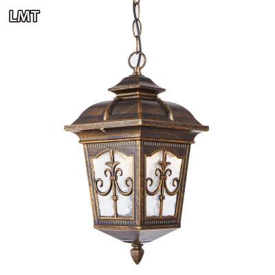 Wholesale American retro aisle light outdoor garden light bronze villa gazebo small glass pendant chandelier