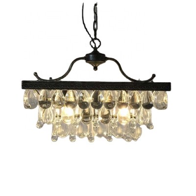 Residential industrial vintage crystal pendant lights American style dining room luxury rectangular k9 crystal chandelier