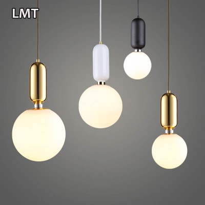 Wholesale china merchandise Simple plating hanging lamp personality LED restaurant creative white glass bulb chandelier