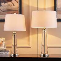 Modern and simple hotel villa high-end bedroom lamp living room study transparent fabric crystal table lamp