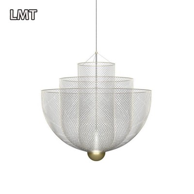 Demandable products decorative pendant light with light source Italian wrought iron grid art led chandelier